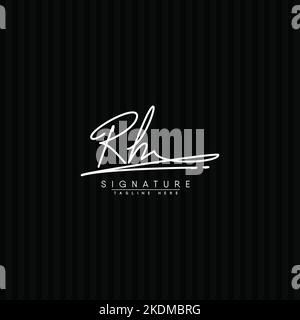 RH Initial Logo in Signature Style for Photography and Fashion Business - Hand Drawn Signature Logo Vector Stock Vector