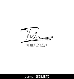 Simple Signature Logo for Alphabet TW - Handwritten Signature for Photography and Fashion Business Stock Vector