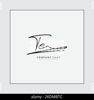 TE Initial Logo in Signature Style for Photography and Fashion Business - Hand Drawn Signature Logo Vector Stock Vector