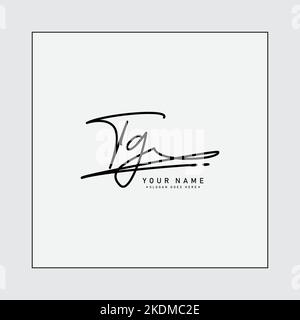 Initial Signature Logo for Letter TG - Vector Logo Template in Handwritten Signature Style Stock Vector