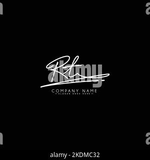 Initial Letter RT Vector Logo Template in handwritten Signature Style Stock Vector