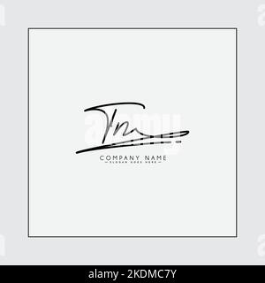Initial Letter TN Vector Logo Template in handwritten Signature Style Stock Vector