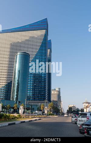 Batumi, Georgia - 30 August, 2022: Modern houses in Batumi city. Travel Stock Photo