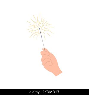 Hand holding a sparkling sparkler Stock Vector