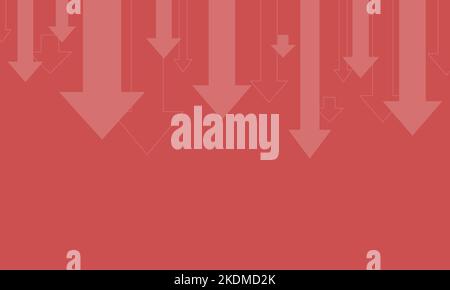 Down arrow banner, web page, welcome page. Concept of falling prices, bankruptcy or expenses Stock Vector