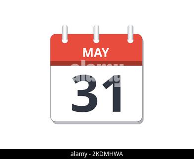 May 31th calendar icon vector. Concept of schedule, business and tasks Stock Vector