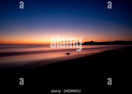 Old Hornillo bridge in Hornillo Bay in guilas, Murcia region, at dawn Stock Photo