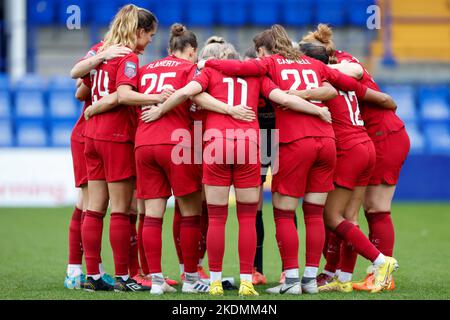 Birkenhead, UK. 06th Nov, 2022. Liverpool Women's players embrace during the The Fa Women's Super League match Liverpool Women vs Aston Villa Women at Prenton Park, Birkenhead, United Kingdom, 6th November 2022 (Photo by Phil Bryan/News Images) in Birkenhead, United Kingdom on 11/6/2022. (Photo by Phil Bryan/News Images/Sipa USA) Credit: Sipa USA/Alamy Live News Stock Photo