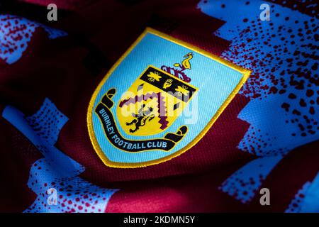 Close up of Burnley FC Home Kit. Stock Photo