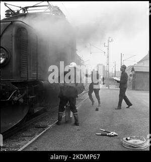 Civil defense exercise. County competition for industrial fire corps and bourgeoisiers Stock Photo