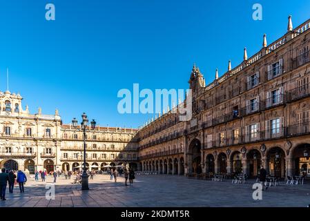 Salamanca, Spain - January 14, 2022: Plaza Mayor of Salamanca. Castile and Leon Region Stock Photo