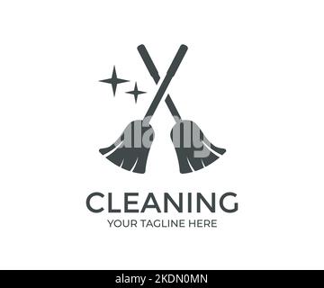 Cleaning concept. Equipment and tools for cleaning logo design. Household, cleaning services, housewives, concept. vector design and illustration. Stock Vector