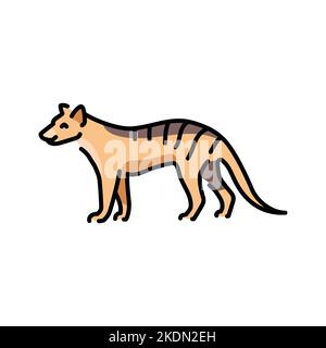 Marsupial wolf color line illustration. Animals of Australia Stock