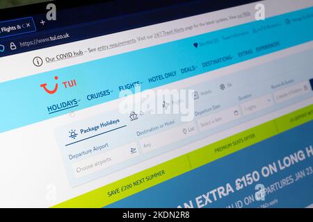 TUI ordering website. TUI Group is a German leisure, travel and tourism company. TUI is an acronym for Touristik Union International. Stock Photo