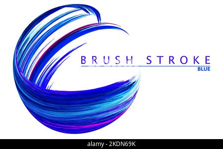 Abstract blue, magenta and ultramarine brushstroke on white background. Colorful vector graphic illustration with artistic swirl Stock Vector