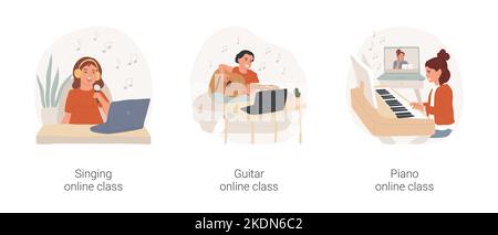 Piano online class isolated cartoon Royalty Free Vector