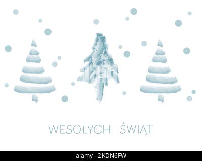 Happy Holidays Card in Polish with New Year Trees Stock Vector