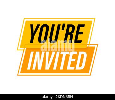 Megaphone banner, business concept with text You re invited. Vector illustration Stock Vector