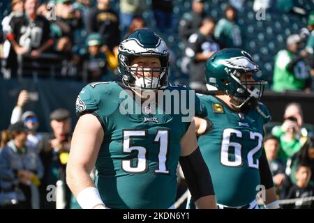 Philadelphia Eagles center Cam Jurgens (51) prepares to snap the