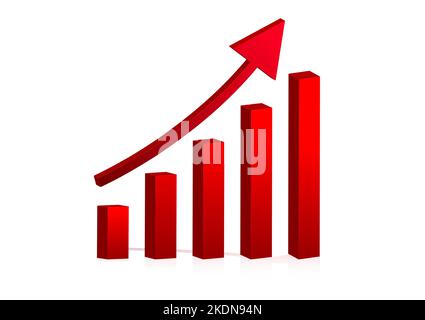 graphics design red graph arrow up with white background illustration vector Stock Vector