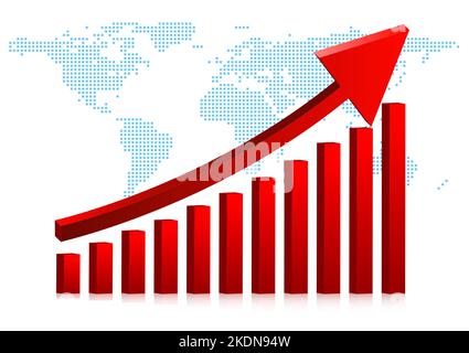 graphics design red graph arrow up with white background illustration vector Stock Vector