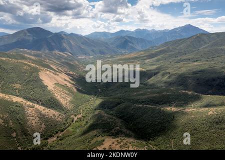Aerial view Mount Timpanogos during summer Stock Photo