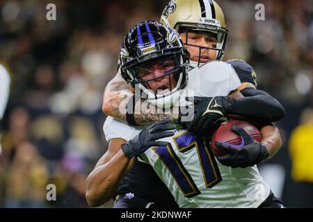 Baltimore Ravens wide receiver Tylan Wallace (16) runs against the New York  Giants during an NFL football game Sunday, Oct. 16, 2022, in East  Rutherford, N.J. (AP Photo/Adam Hunger Stock Photo - Alamy