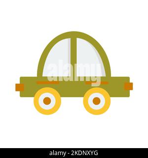 A small toy car. Simple color vector illustration. Decoration for children Stock Vector