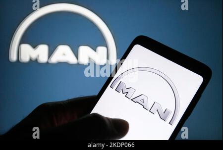 Ukraine. 07th Nov, 2022. In this photo illustration, MAN Truck & Bus AG logo is seen displayed on a smartphone screen. Credit: SOPA Images Limited/Alamy Live News Stock Photo