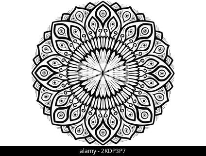 Mantra Mandala, The Meditation art for Adults to coloring Drawing with Hands By Art By Uncle 008  Find out with Patterns of the Universe Stock Photo