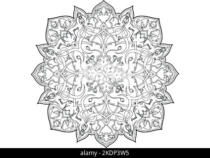 Mantra Mandala, The Meditation art for Adults to coloring Drawing with Hands By Art By Uncle 022  Find out with Patterns of the Universe Stock Photo