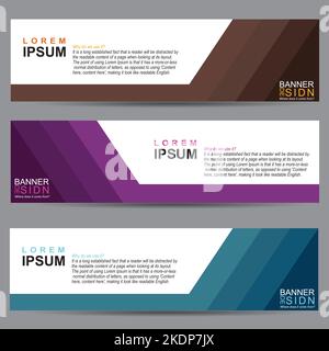 Set of 3 banners template design. Modern abstract wave blue, pink, green color element for web and print. in bangladesh Stock Vector