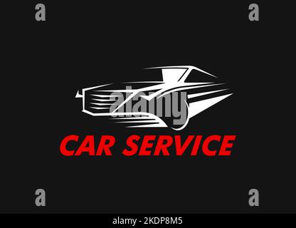 Car service icon, vehicle repair center and mechanic maintenance garage, vector symbol. Car engine repair, auto tuning and spare parts store or gear reparation service station and workshop symbol Stock Vector