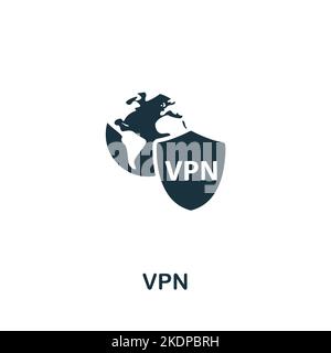 Vpn icon. Monochrome simple Cyber Security icon for templates, web design and infographics Stock Vector