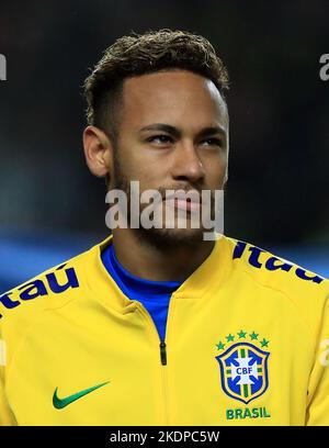 File photo dated 20-11-2018 of Neymar, Brazil. Star player for Brazil. Defensively rock-solid and with an exciting array of new attacking options easing the burden on talisman Neymar, the competition’s most-successful nation have been installed as the pre-tournament favourites. They are looking to make their first World Cup final since winning the last of their five titles 20 years ago. Issue date: Tuesday November 8, 2022. Stock Photo