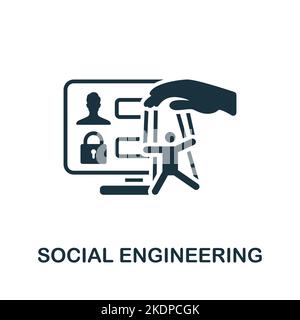 Social Engineering icon. Monochrome simple Cyber Security icon for templates, web design and infographics Stock Vector