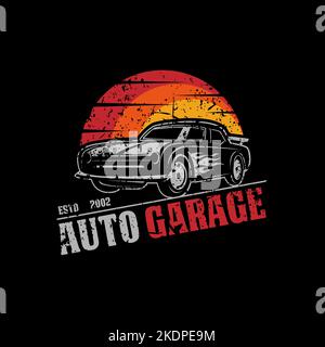 Car Garage Premium Logo Design vector , automotive repair logo template with rustic, vintage, retro style Stock Vector