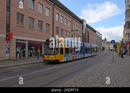 A Bombardier Flexity Classic tram operated by DVB, public transport in Dresden, Germany Stock Photo