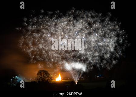 Village. community bonfire and firework display, Killearn, Stirling, Scotland UK Stock Photo