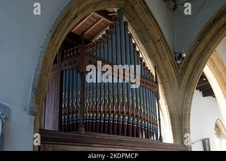The organ in St. Peter ad Vincula Church, Ratley, Warwickshire, England, UK Stock Photo