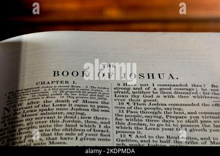 The Book of Joshua in the Bible. Stock Photo