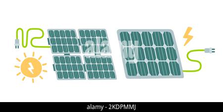Set of solar panels, alternative renewable energy, solar energy, technological solar panels, vector  Stock Vector