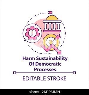 Harm sustainability of democratic processes concept icon Stock Vector