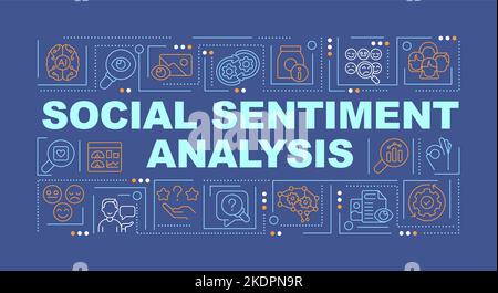 Audience sentiment analysis word concepts dark blue banner Stock Vector