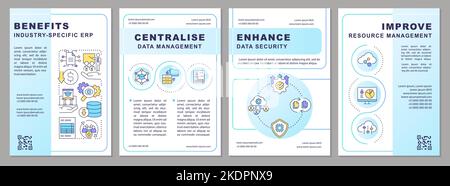 Benefits of industry specific ERP blue gradient brochure template Stock Vector