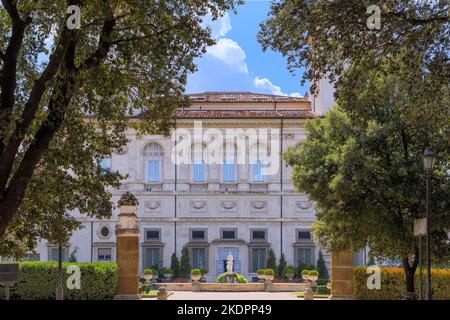 View of the rear facade of the Galleria Borghese inside the public park of Villa Borghese in Rome, Italy. Stock Photo