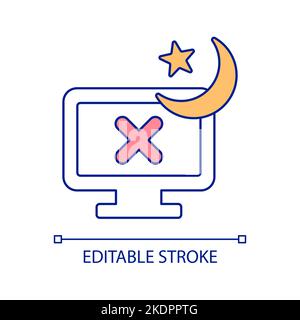 Avoid night screen time RGB color icon Stock Vector