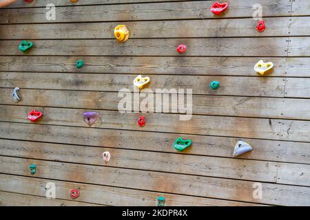 Close-up of a climbing wall in an outdoor park Stock Photo