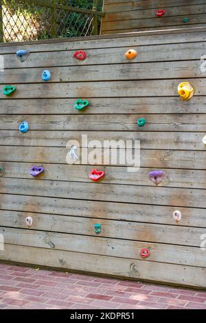 Close-up of a climbing wall in an outdoor park Stock Photo