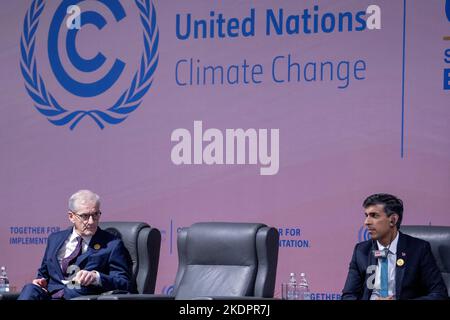 Sharm el Sheikh, Egypt 20221107.Norway's Prime Minister Jonas Gahr Stoere (left) and his British colleague Rishi Sunak were among the participants at the forest event in Sharm el-Sheikh. Photo: Javad Parsa / NTB Stock Photo